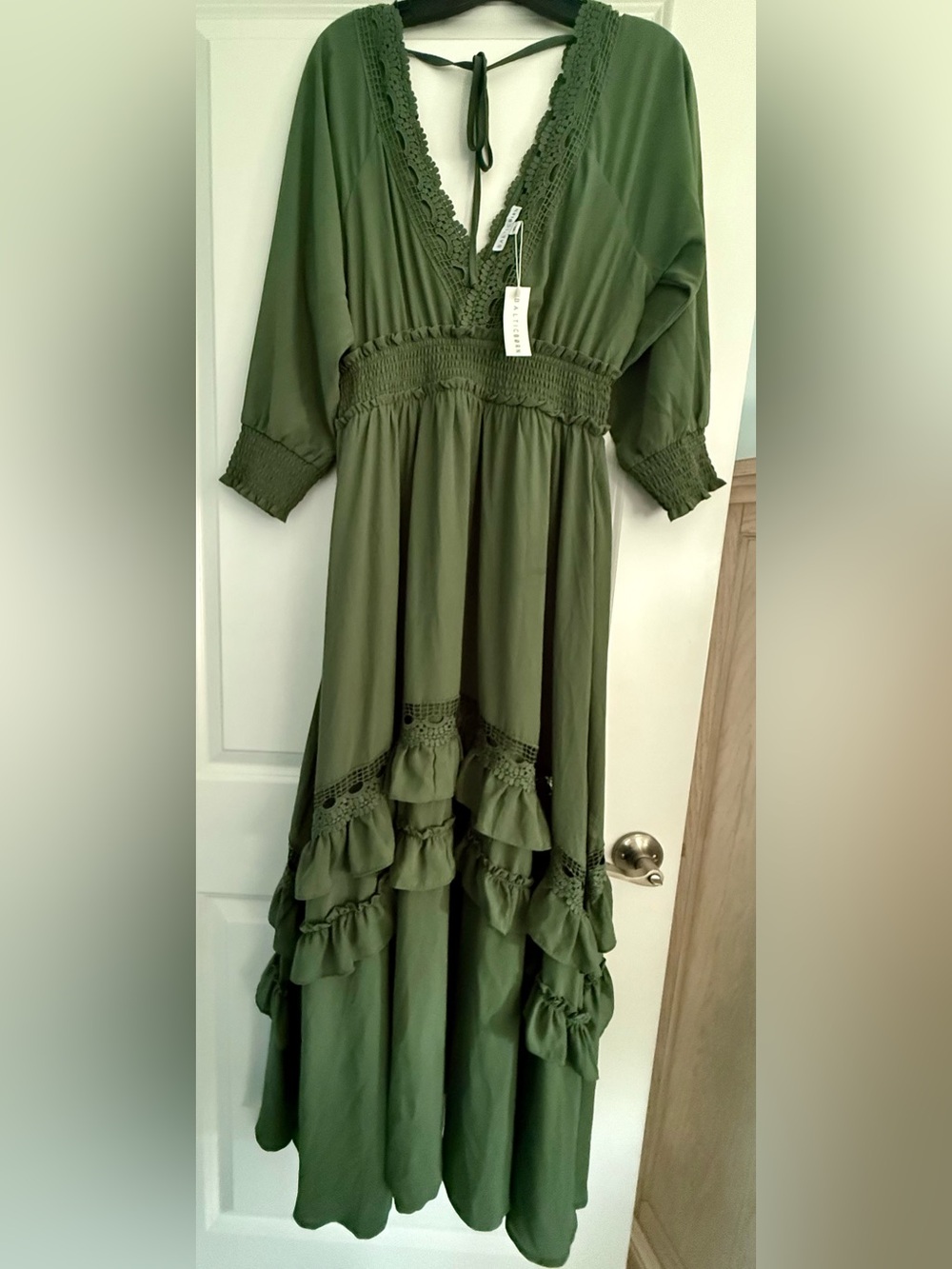 Baltic Born Green Maxi Dress Long Sleeve Flowy NWT (XL)